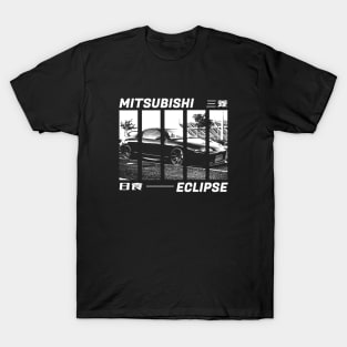 MITSUBISHI ECLIPSE D30 Black 'N White 3 (Black Version) T-Shirt